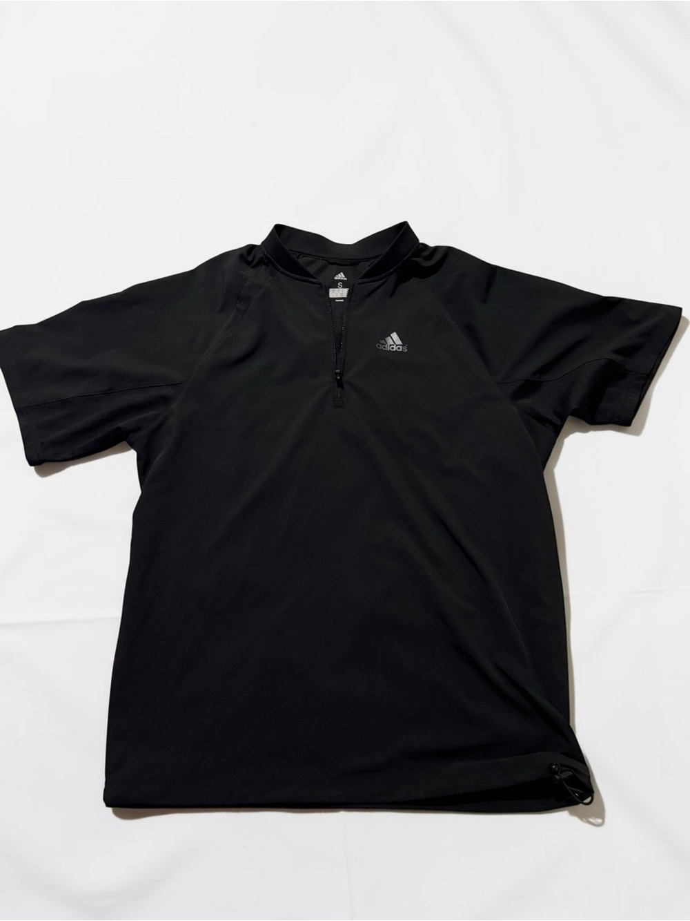 adidas Black Short-Sleeve Zip-Up Athletic Polo